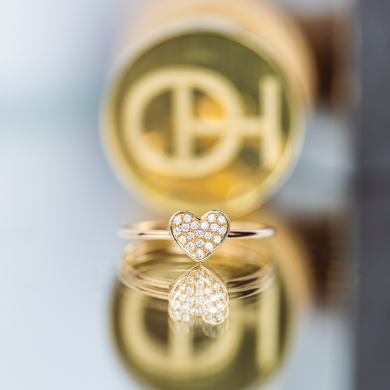Oliver Heemeyer Emilia Heart diamond ring 18k rose gold. Different perspective.