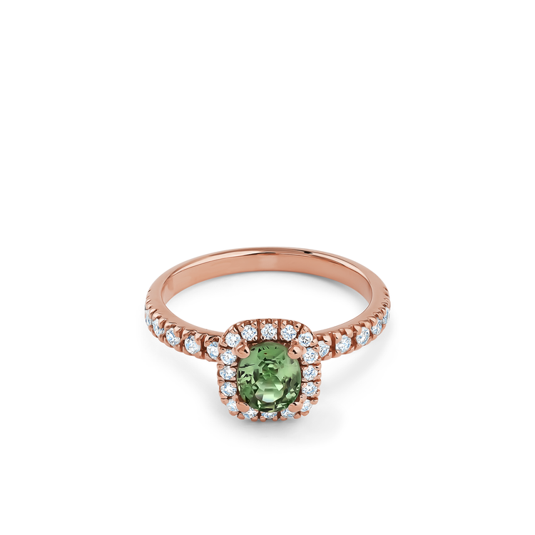 Oliver Heemeyer Frannie green sapphire ring made of 18k rose gold.