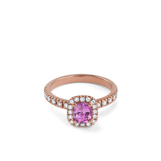 Oliver Heemeyer Frannie pink sapphire ring made of 18k rose gold.