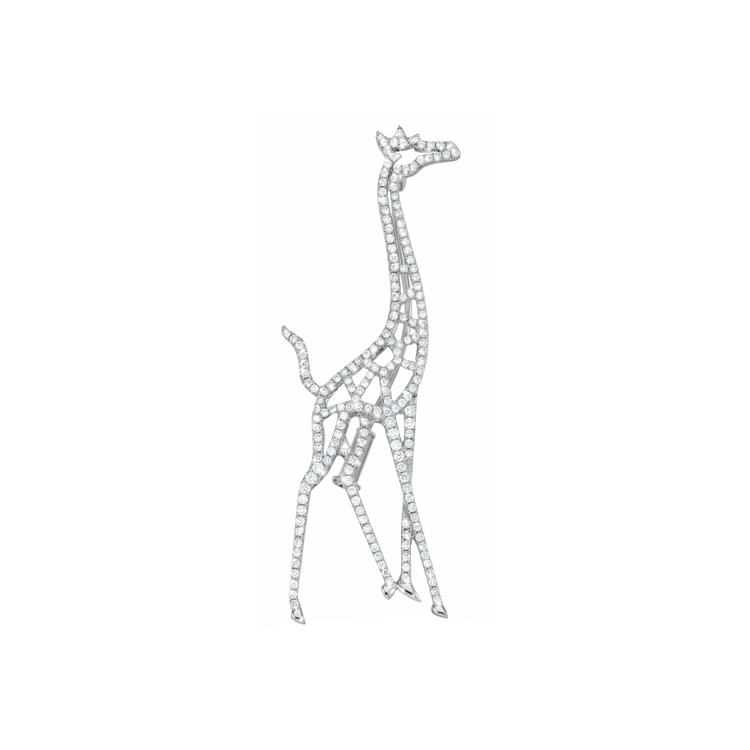 The Giraffe is a symbol for vision, meekness and power. This extraordinary design from Oliver Heemeyer is adorned with 193 diamonds. Handcrafted and made of 18k white gold. 