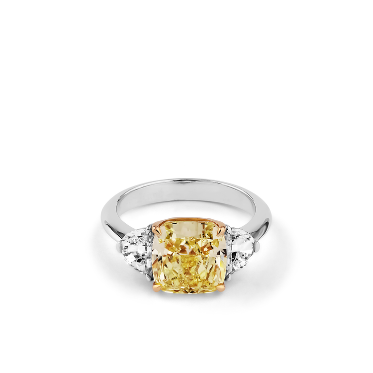 Oliver Heemeyer Helios Fancy Yellow Diamond Ring made of 18k white gold.