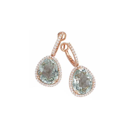 Oliver Heemeyer Jamie Green Amethyst Earrings made of 18k rose gold.