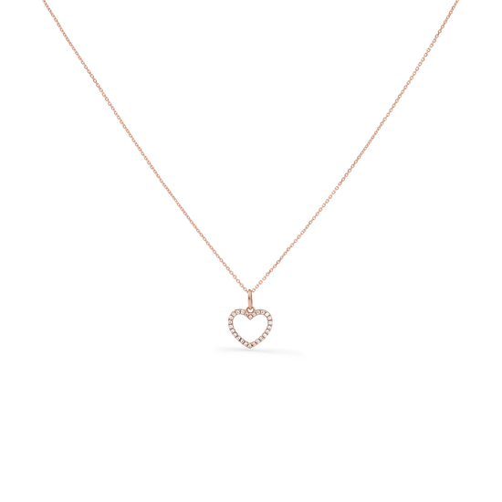 Oliver Heemeyer Kate Heart Diamond Necklace in 18k rose gold.