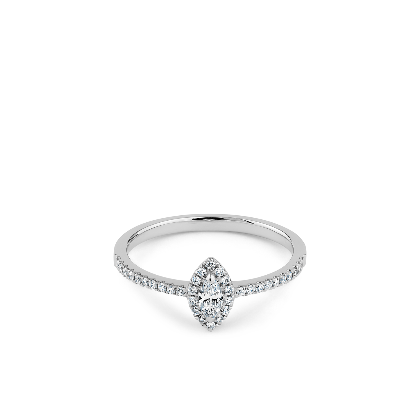 Oliver Heemeyer Liz Navette Diamond Ring made of 18k white gold.