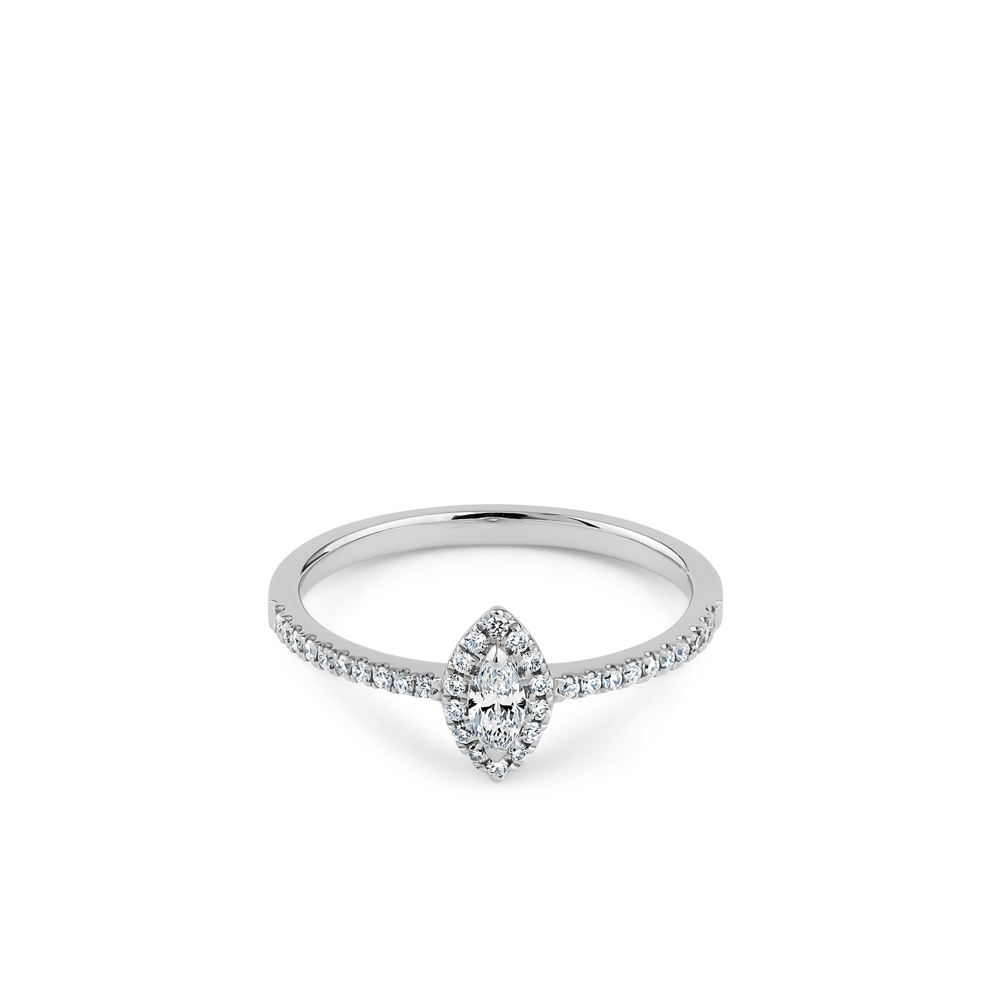 Oliver Heemeyer Liz Navette Diamond Ring made of 18k white gold.