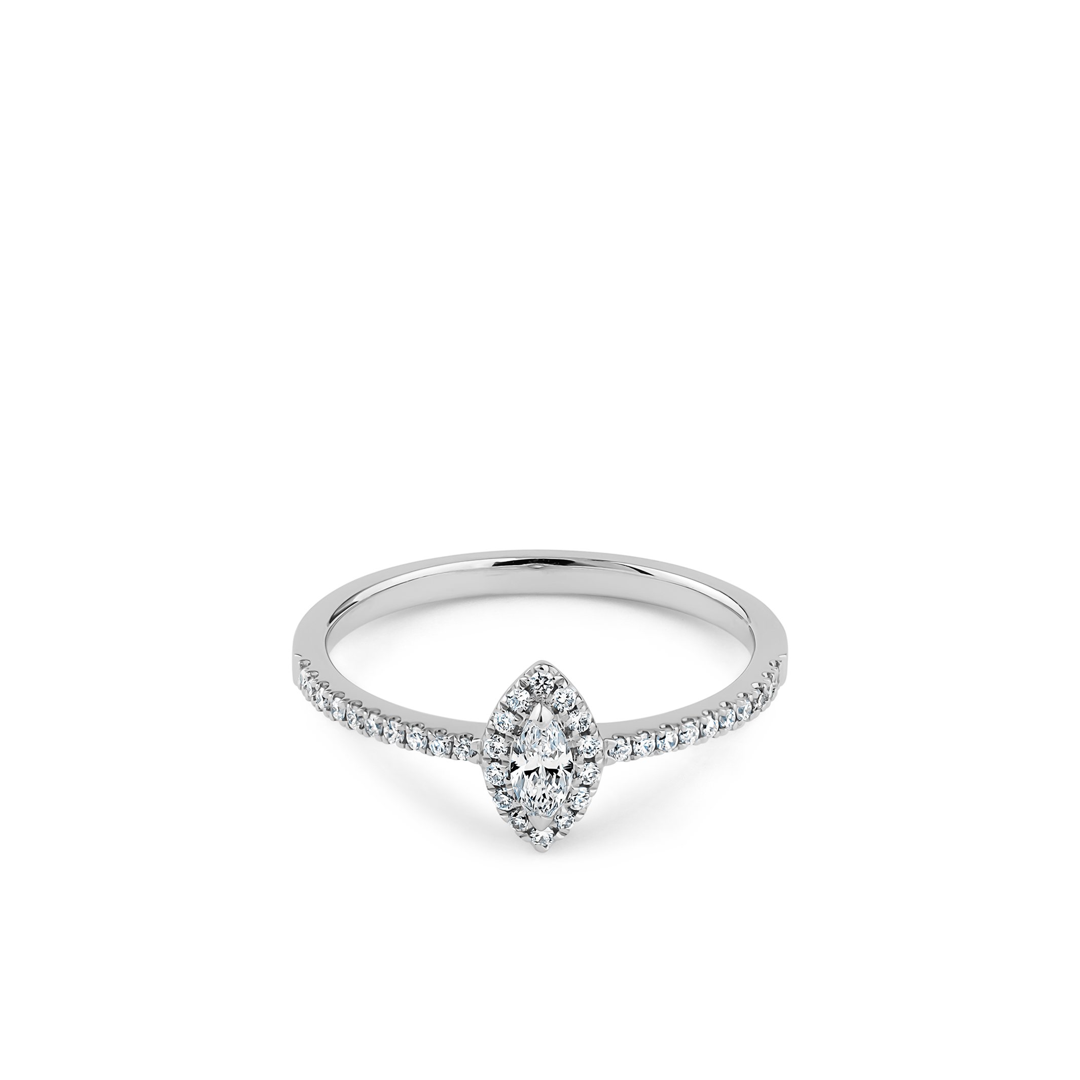 Oliver Heemeyer Liz Navette Diamond Ring made of 18k white gold.