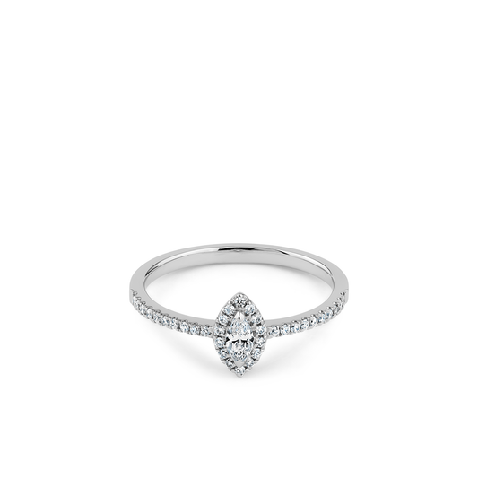 Oliver Heemeyer Liz Navette Diamond Ring made of 18k white gold.