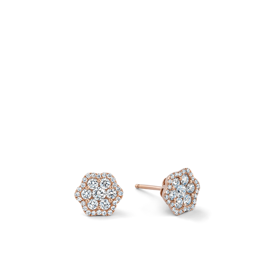 Oliver Heemeyer Lou diamond ear studs made of 18k rose gold.