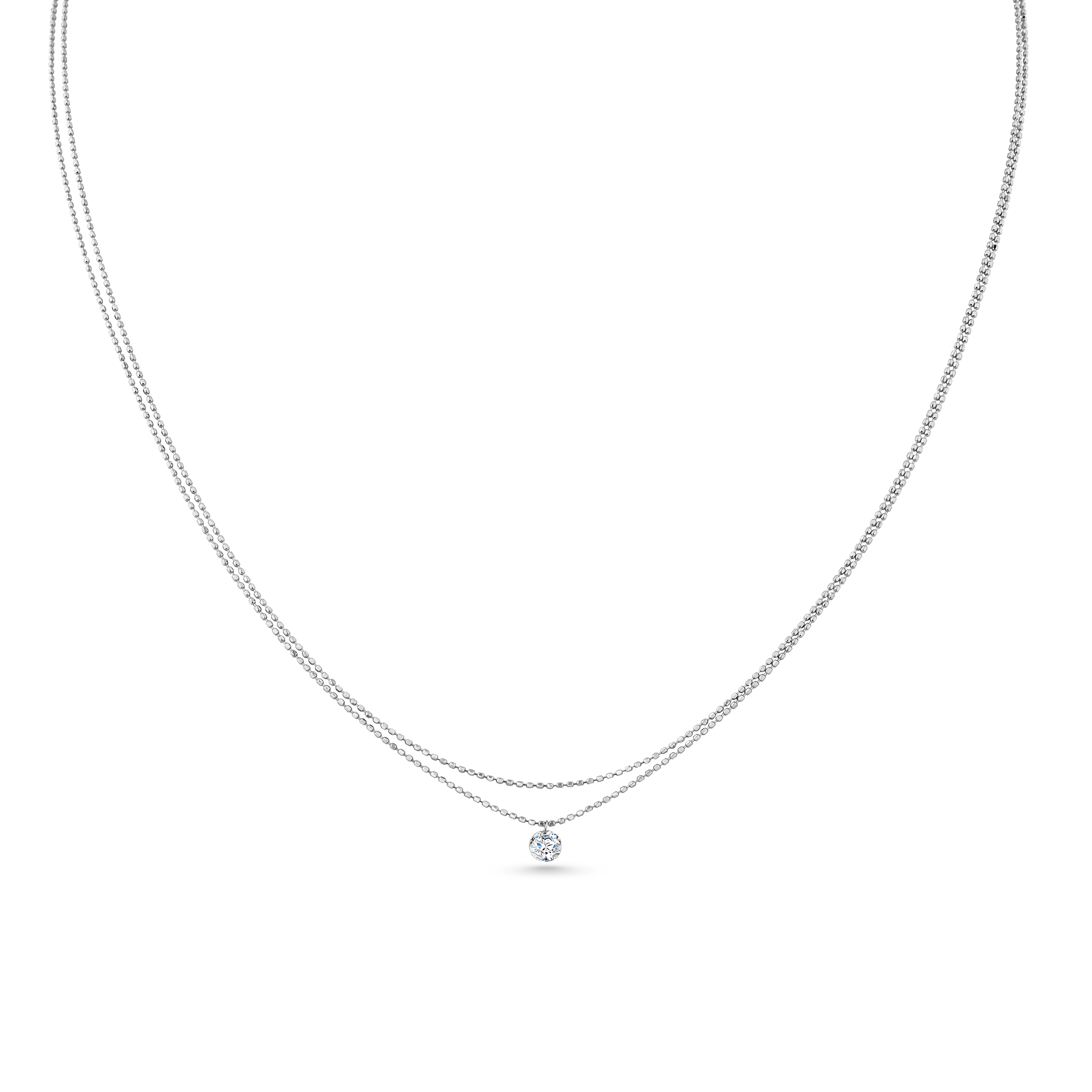 Oliver Heemeyer Mark the Moment diamond double necklace made of 18k white gold.