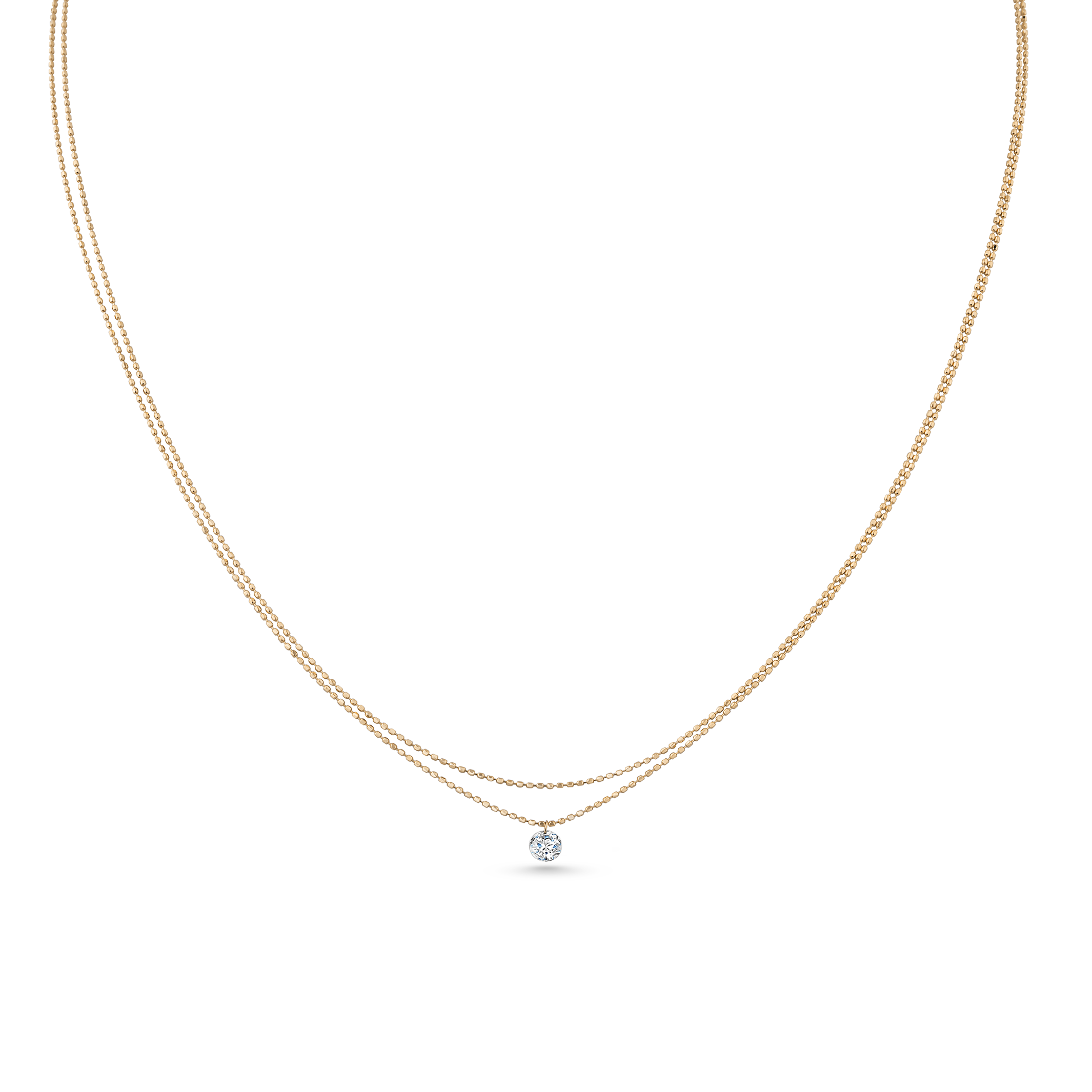 Oliver Heemeyer Mark the Moment diamond double necklace made of 18k yellow gold.