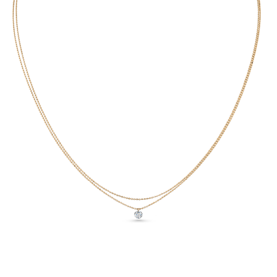 Oliver Heemeyer Mark the Moment diamond double necklace made of 18k yellow gold.