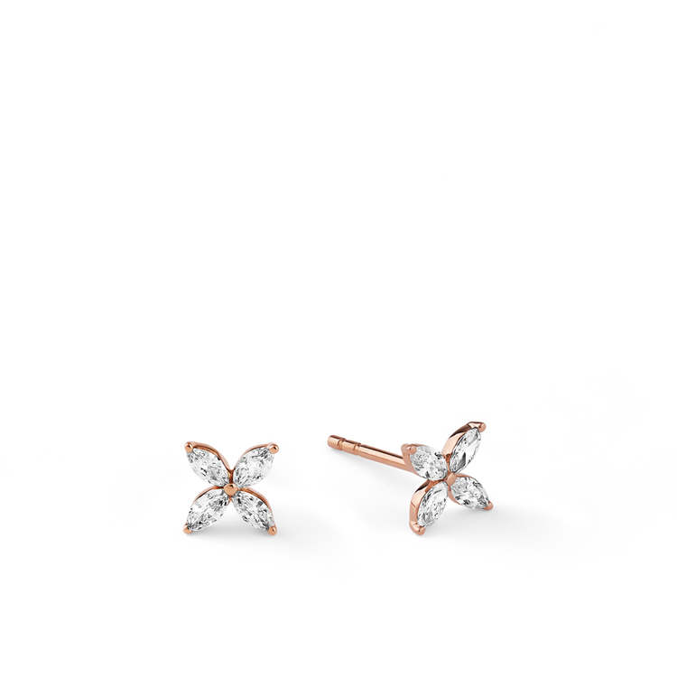 Oliver Heemeyer Marquise Diamond Ear Studs made of 18k rose gold.
