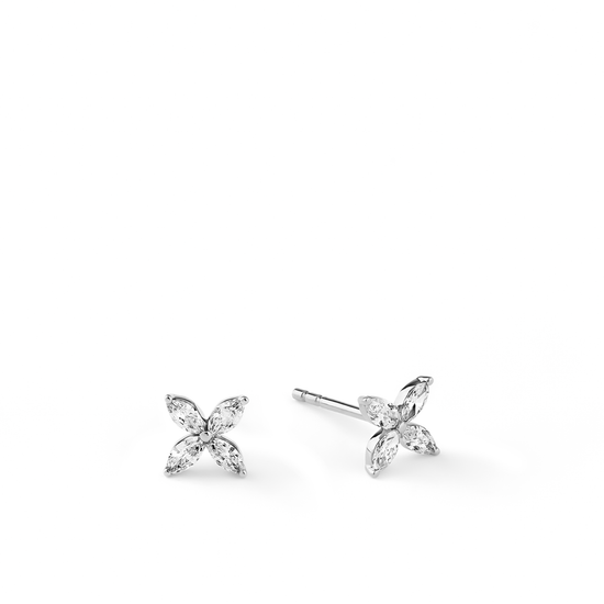 Oliver Heemeyer Marquise Diamond Ear Studs made of 18k white gold.