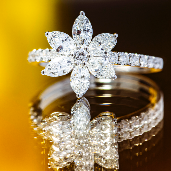 Vintage Cluster Engagement Rings, Diamond flower cluster ring