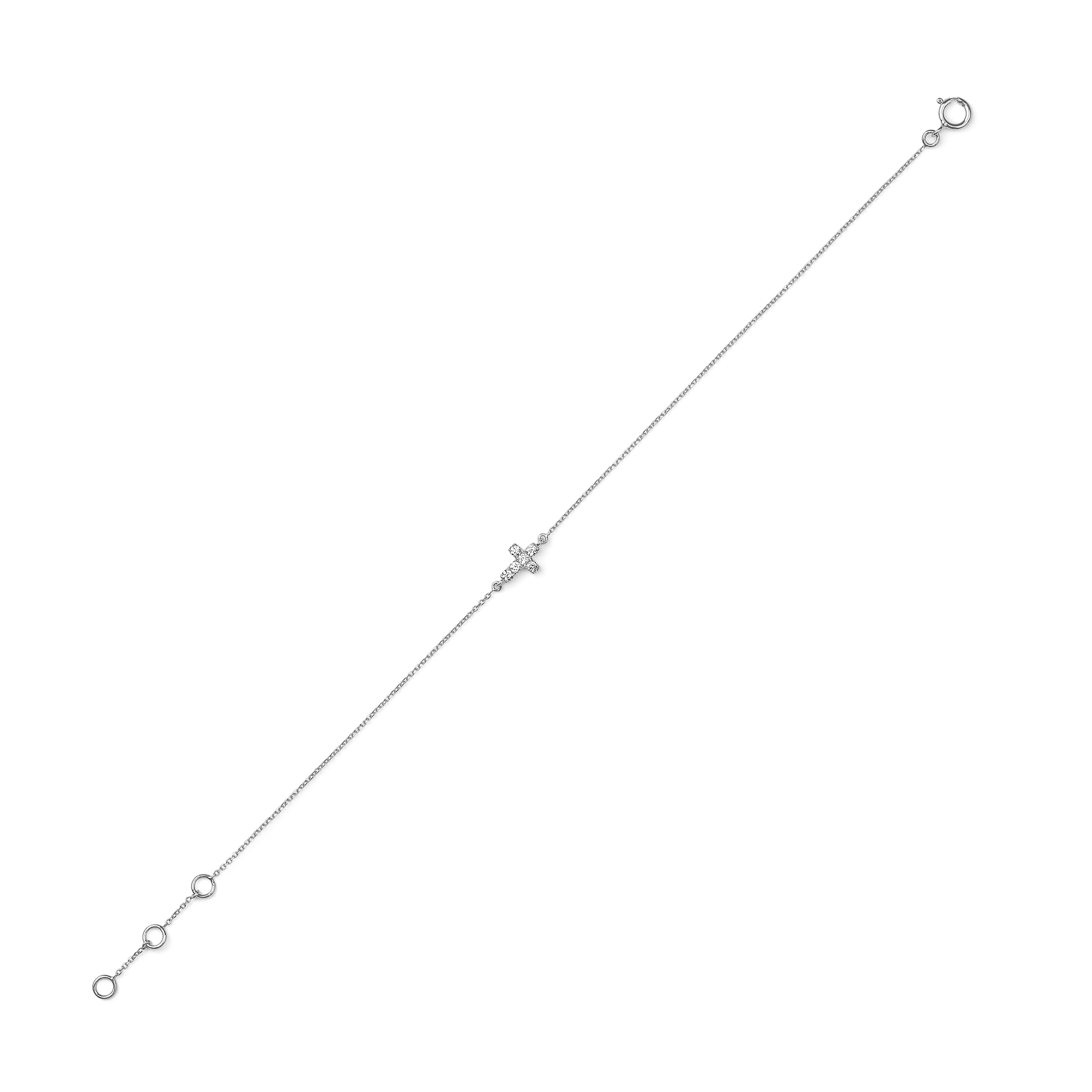 Oliver Heemeyer Mini Diamond Cross Bracelet in 18k white gold.