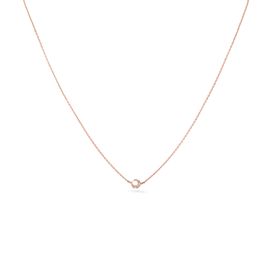 Oliver Heemeyer Mini Moon Diamond Necklace in 18k rose gold.