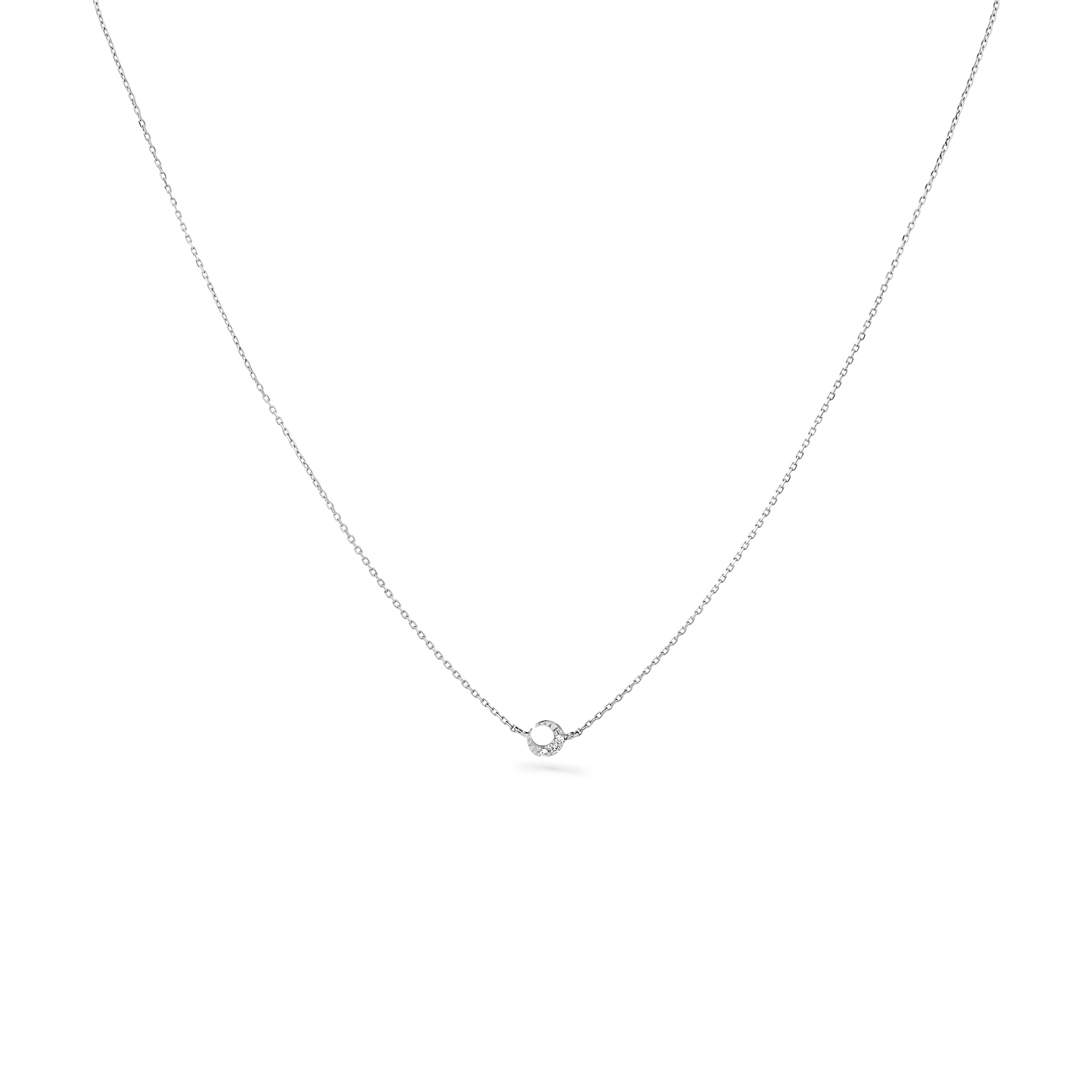 Oliver Heemeyer Mini Moon Diamond Necklace in 18k white gold. gold.