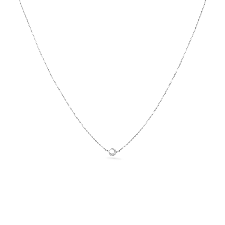 Oliver Heemeyer Mini Moon Diamond Necklace in 18k white gold. gold.