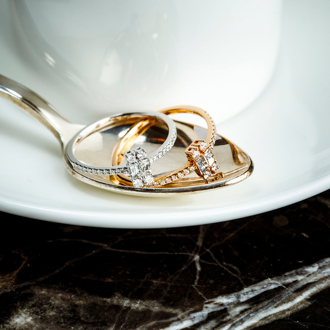 Ava is an edgy and cool Oliver Heemeyer design.  The half-circle ring is refined with sparkling diamonds and carefully handcrafted of 18k rose or white gold. 