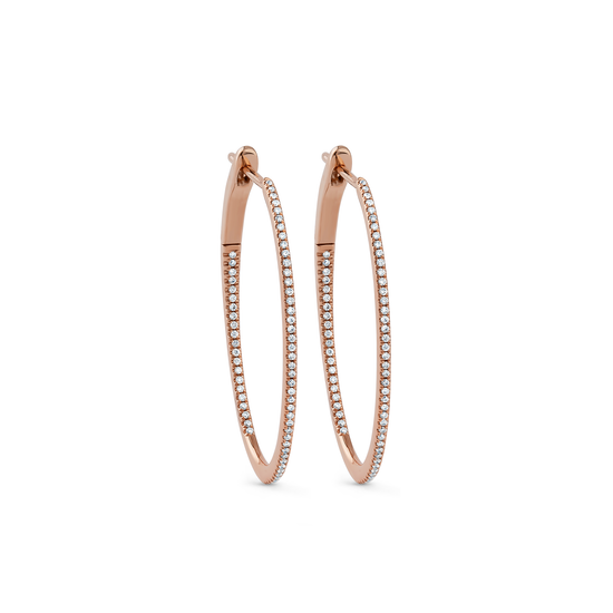 Oliver Heemeyer Oakley diamond hoops 3,2 cm made of 18k rose gold.