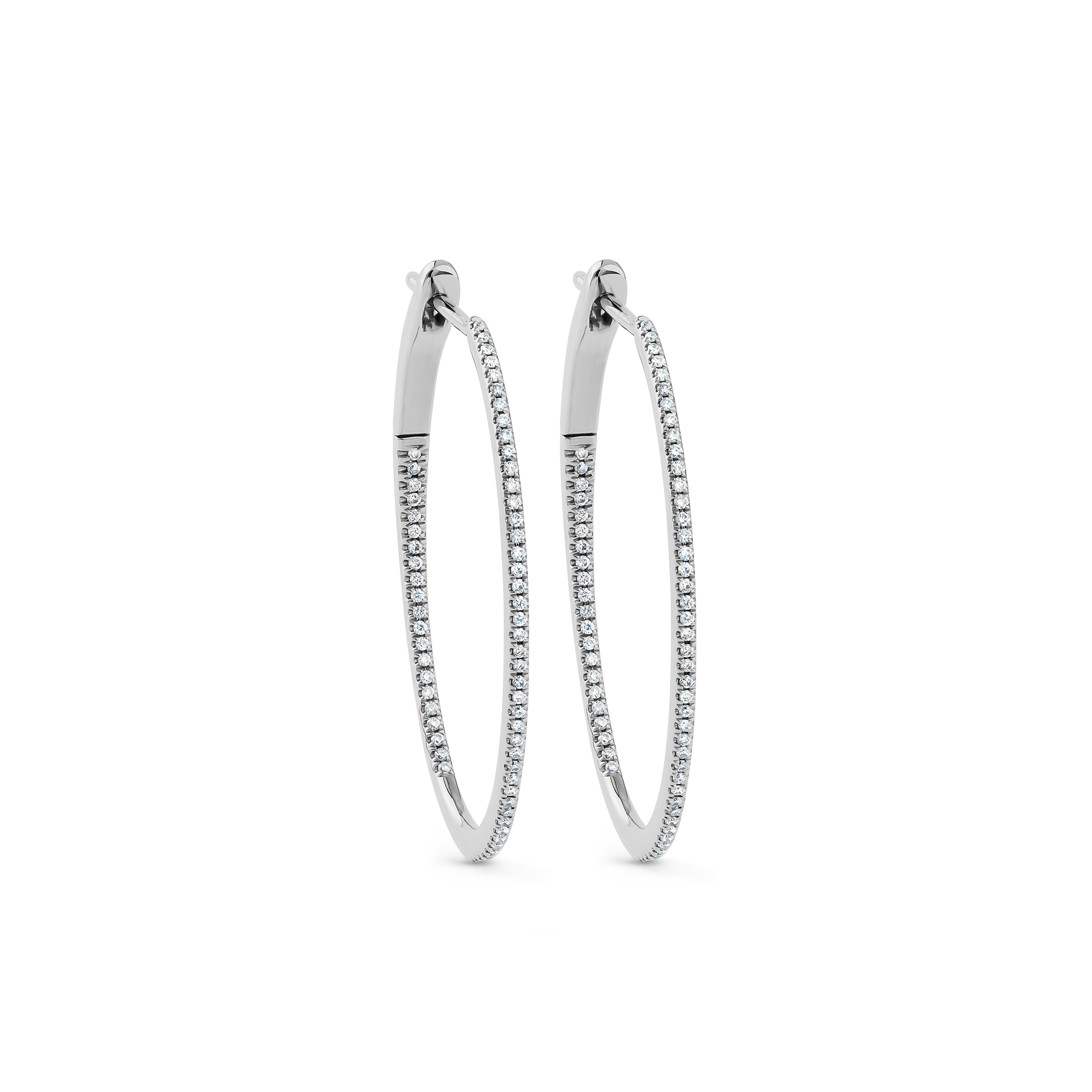 Oliver Heemeyer Oakley diamond hoops 3,2 cm made of 18k white gold.