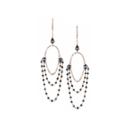 Crafted in 18k rose gold and adorned with 33 black diamonds accompanied by numerous diamonds the black chandelier earrings are a Oliver Heemeyer masterpiece.