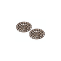 Brown diamonds arranged in an oval shape, carefully handcrafted and made of 18k rose gold. A discreet yet sparkling pair of Oliver Heemeyer ear studs.