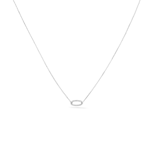 Oliver Heemeyer Oval Diamond Necklace in 18k white gold.