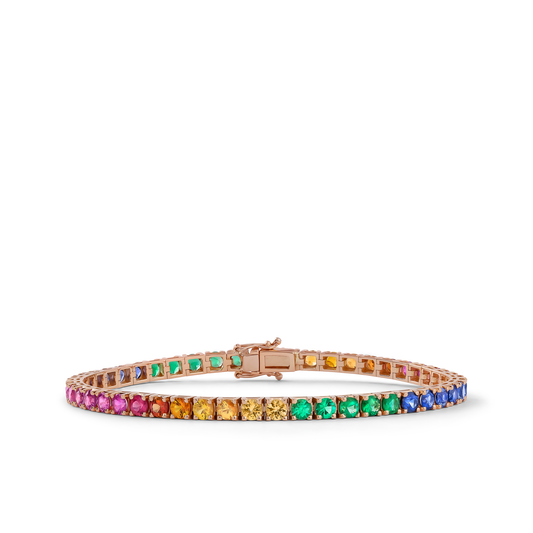 Oliver Heemeyer multi-colour tennis bracelet made of 18k rose gold.