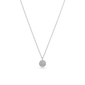 Oliver Heemeyer round tag diamond pendant made of 18k white gold. Pendant on a chain.