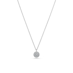 Oliver Heemeyer round tag diamond pendant made of 18k white gold. Pendant on a chain.