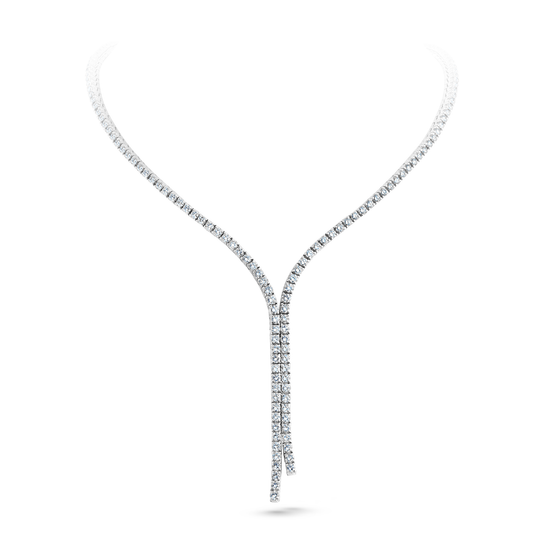 Oliver Heemeyer Scarf diamond necklace made of 18k white gold.