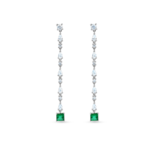 Oliver Heemeyer Shannon diamond emerald earrings made of 18k white gold.