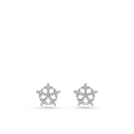 Oliver Heemeyer Snowflake diamond ear studs made of 18k white gold.