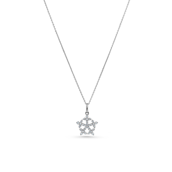 Oliver Heemeyer Snowflake diamond pendant made of 18k white gold.
