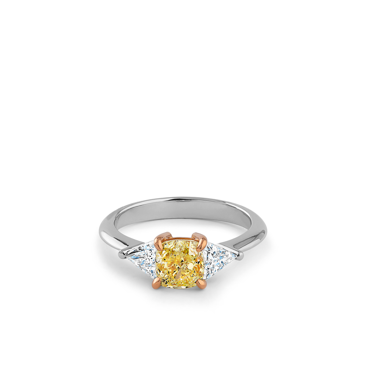 Oliver Heemeyer Sol yellow diamond ring made of 18k white and rose gold.