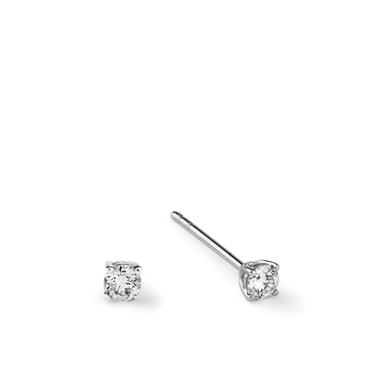Oliver Heemeyer Solitaire Diamond Ear Studs made of 18k white gold.