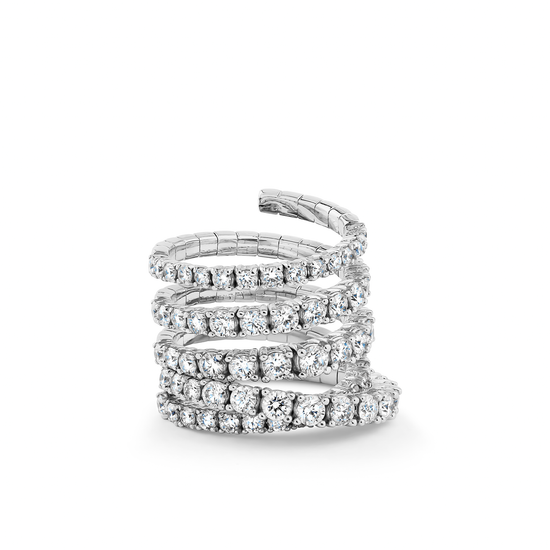 Oliver Heemeyer Spring flexible diamond ring made of 18k white gold.