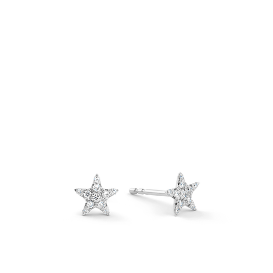 Oliver Heemeyer Star diamond ear studs made of 18k white gold.