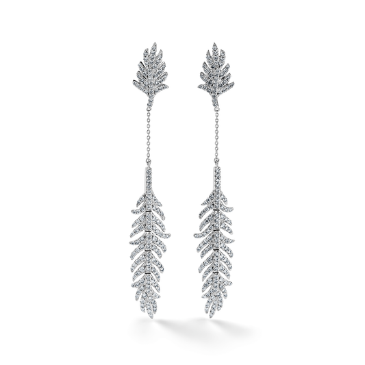 Oliver Heemeyer Swan Feather Diamond Earrings.