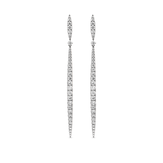 Oliver Heemeyer Sword diamond earrings made of 18k white gold.