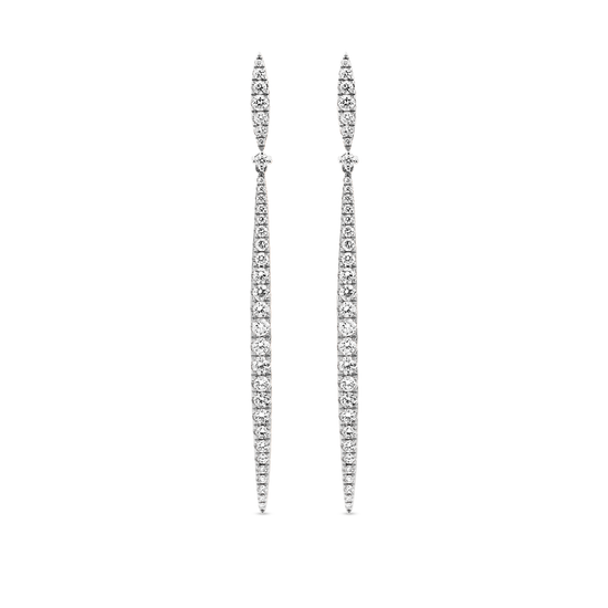 Oliver Heemeyer Sword diamond earrings made of 18k white gold.