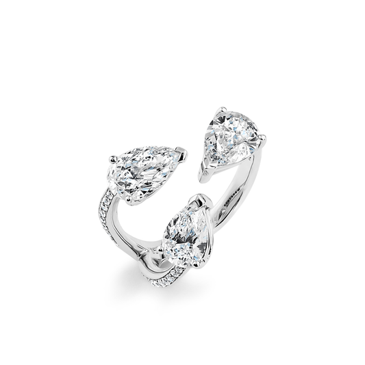 Oliver Heemeyer Trident Diamond Ring made of 18k white gold.