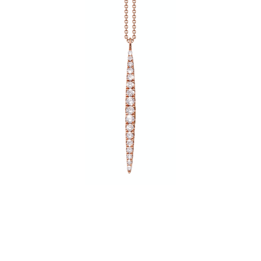 Oliver Heemeyer 18k rose gold Emilia Navette shaped pendant finished with 17 sparkling diamonds and arranged with highest attention to detail.
